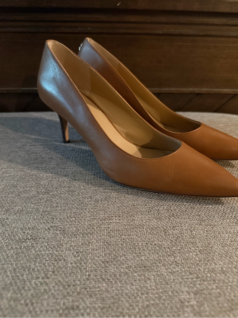 Ralph Lauren Tan Leather Pointed-Toe Pump - Women - Picture 2 of 7